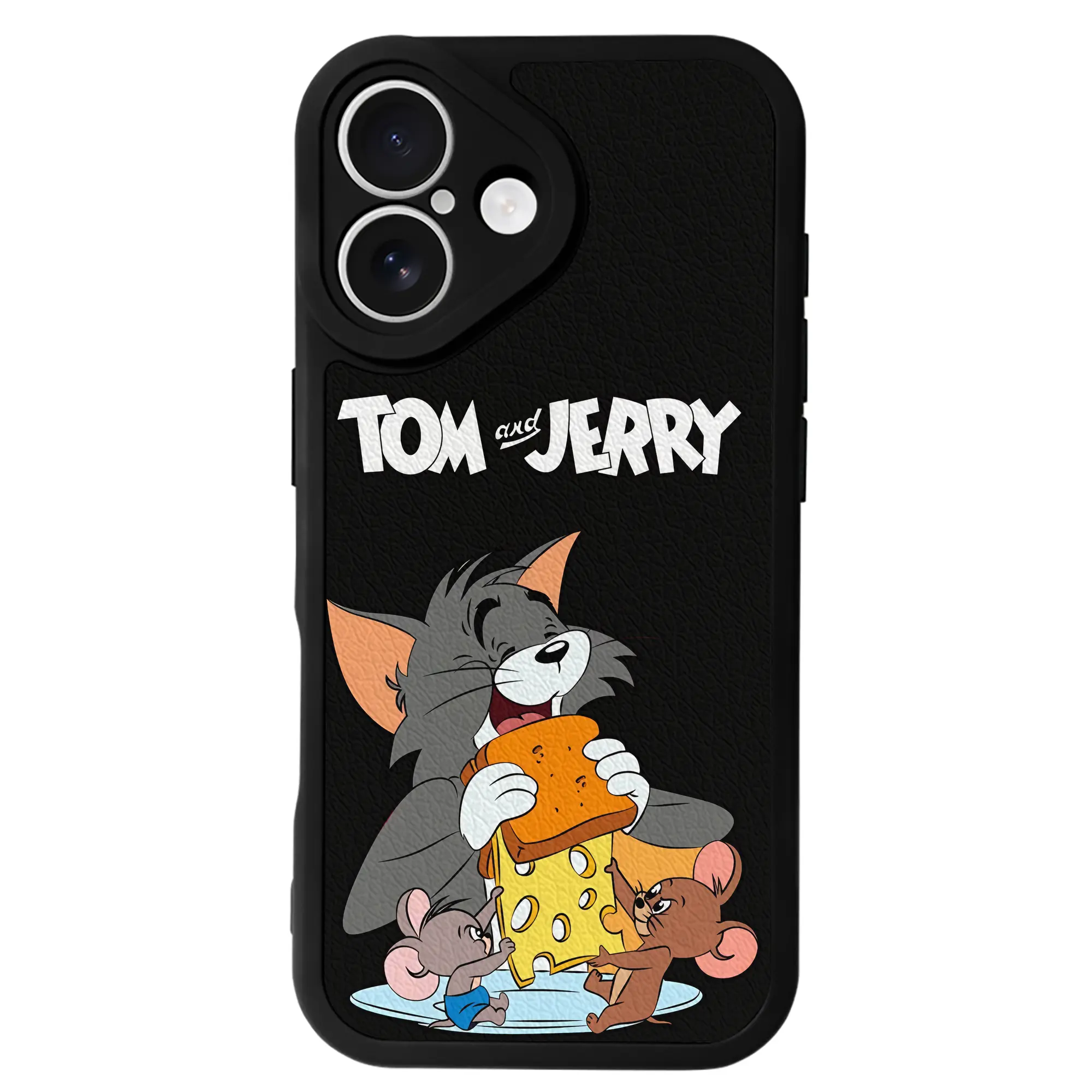 トムとジェリー グッズ トム - IPhone 16シリーズ対応 ・ シリコンスマホケース ・ レザー調 ・ 高精度フィット ・ 耐衝撃 ・ ワイヤレス充電対応 ・ 精密カット